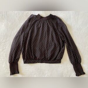 Bar III Black Mandarin Collar Cuffed Sleeve Blouse Size Large